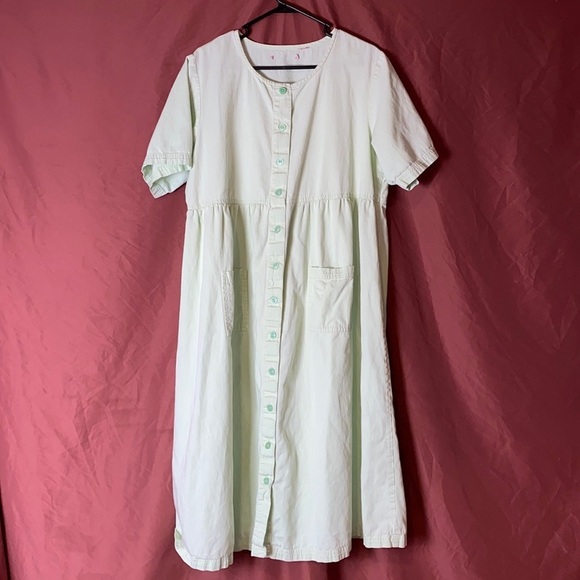 VINTAGE MINT GREEN BUTTON FRONT DRESS - Picture 1 of 4